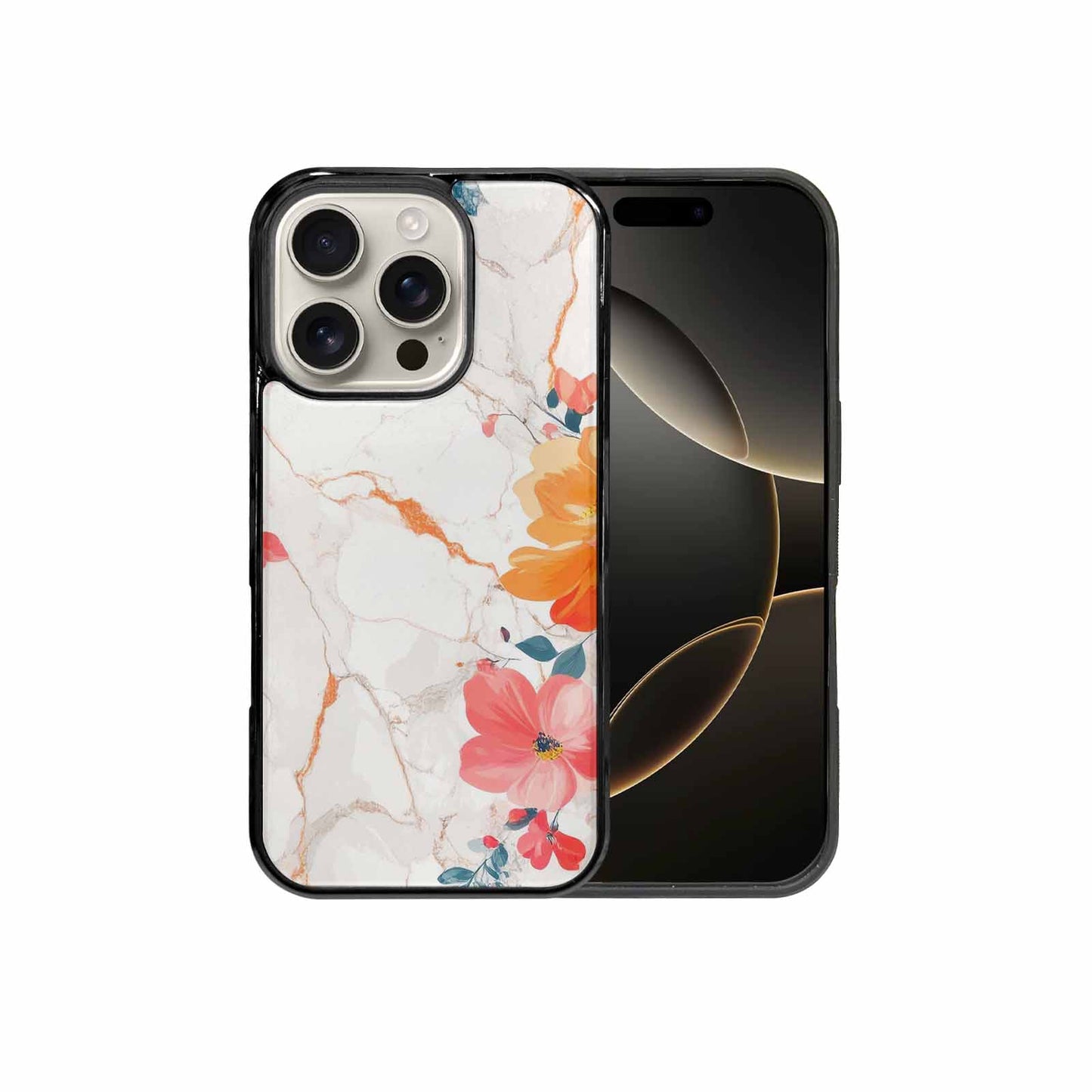 iPhone 16 Pro Case — Marble Floral, Custom Designed Case Cover