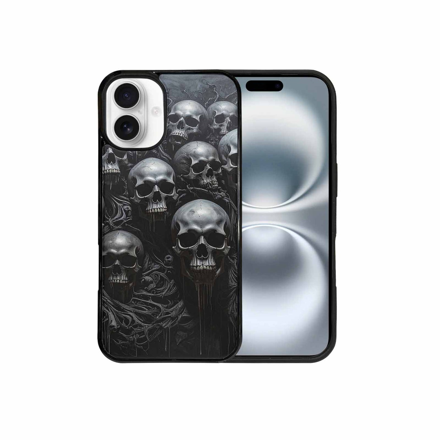 iPhone 16 Plus Case — Grey Dark Black And Grey Tones, Custom Designed Case Cover
