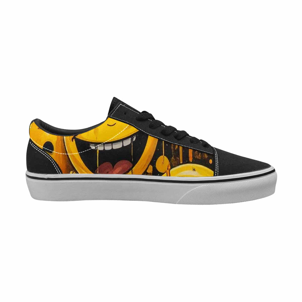 WOMEN'S Melting Moon Smiley  Lace-Up Canvas Grunge Custom Shoes