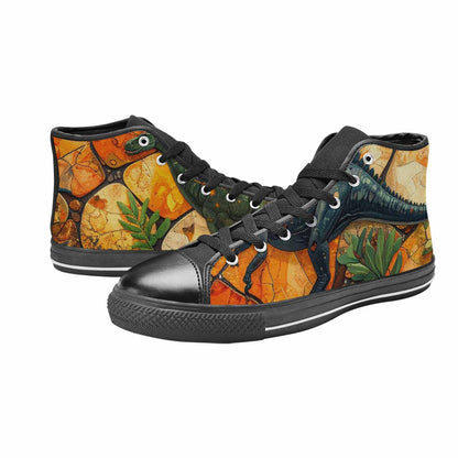 MEN'S Dinosaur Silhouette High Top Canvas Wallpaper Art Custom Sneakers