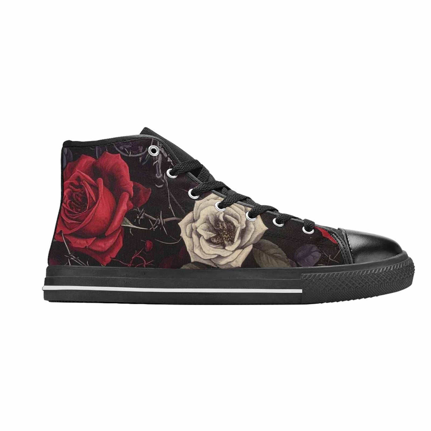 MEN'S Black Gothic Rose High Top Canvas Dreamcore Custom Shoes