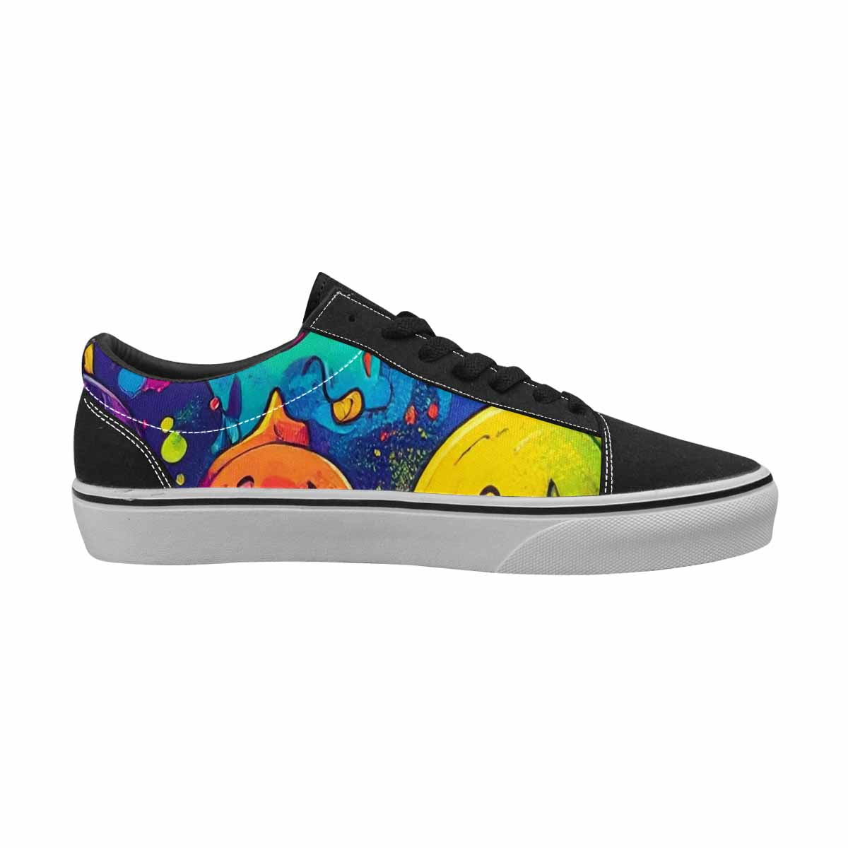 WOMEN'S Yellow Smiley Face Canvas Lace-Up Dark Academia Sneakers