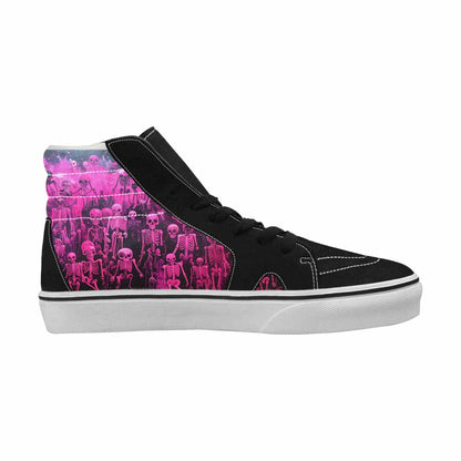 MEN'S Skulls Neon Pink Glow High Top Canvas Personalized Wallpaper Art All Over Print Shoes
