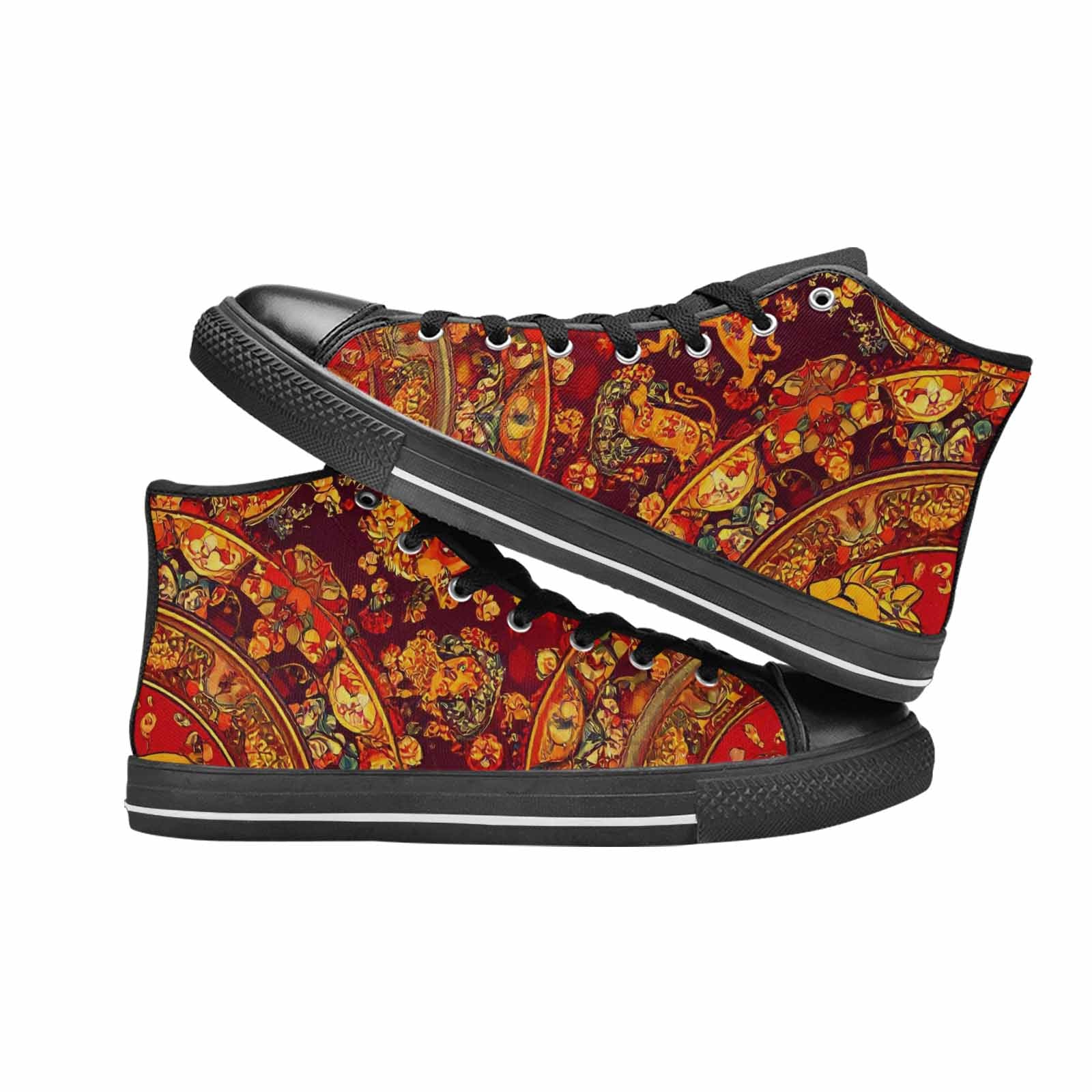 MEN'S Mandala Lions High Top Canvas Cottagecore Sneakers