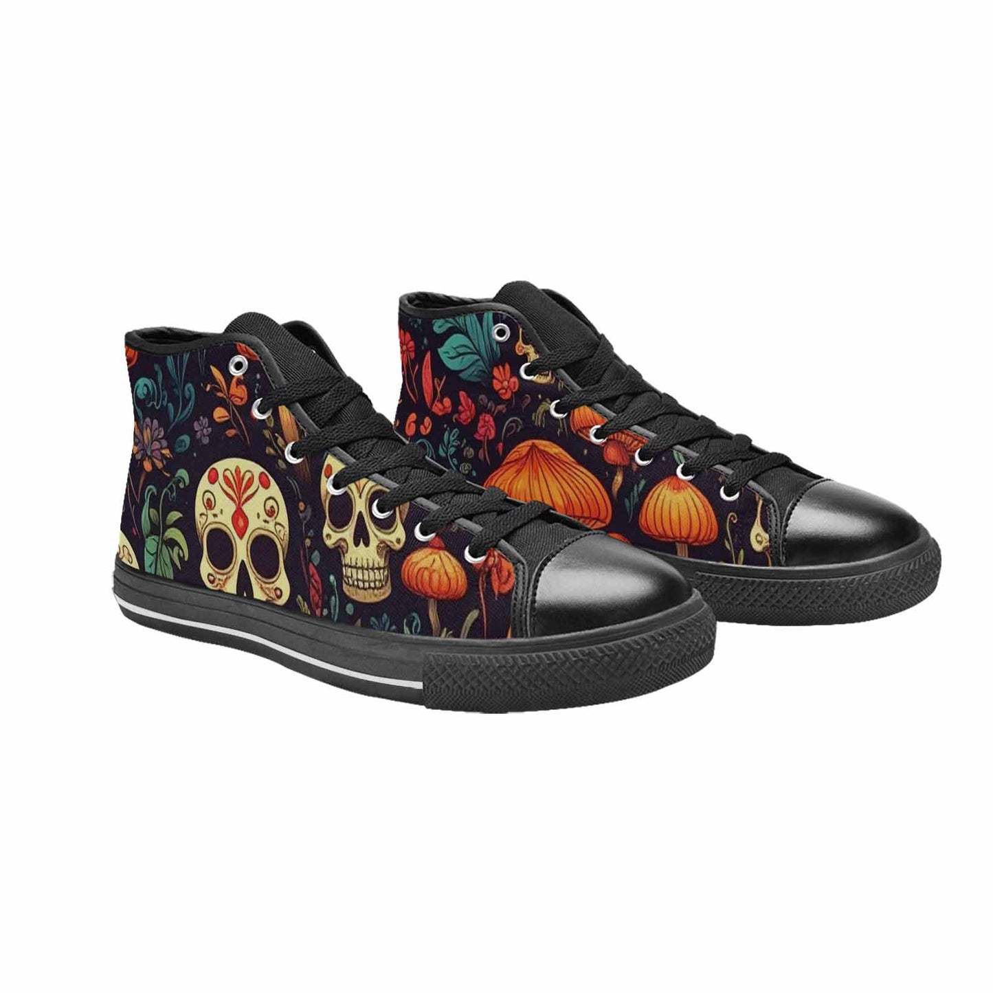 WOMEN'S Mushrooms And Skulls High Top Canvas Aesthetic Shoes