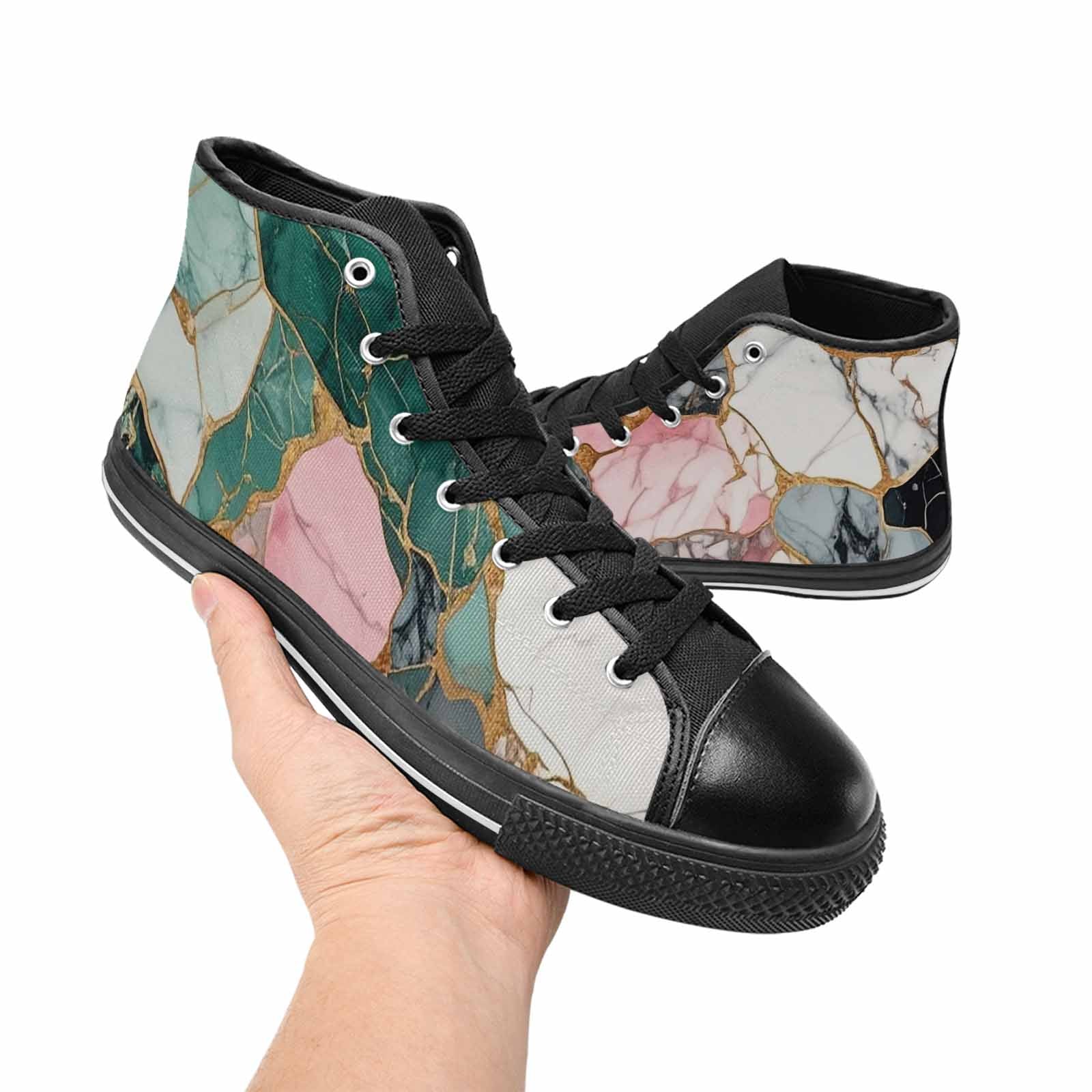 MEN'S Marble Stone Texture High Top Canvas Aesthetic Custom Sneakers