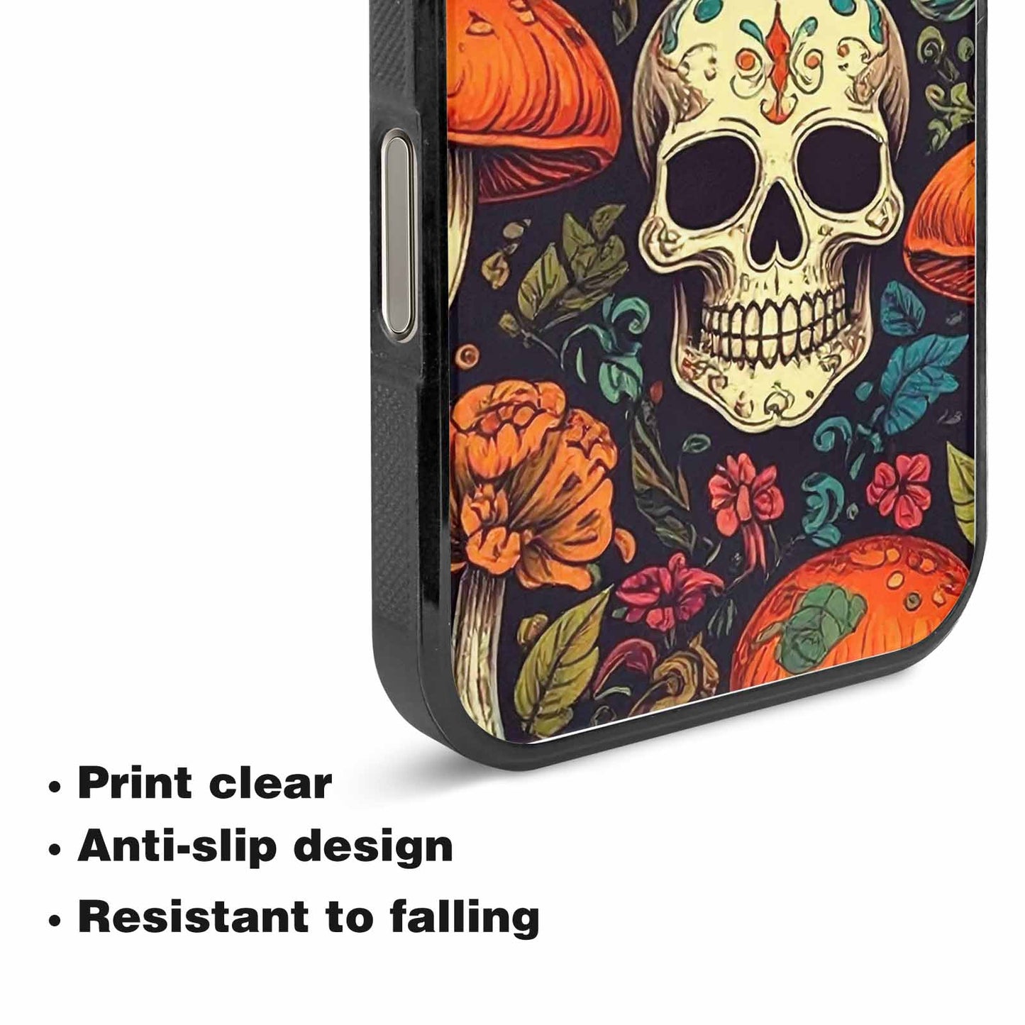 iPhone 15 Pro Max Case — Mushrooms And Skulls, Custom Printed Phone Case