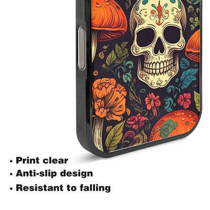 iPhone 15 Pro Max Case — Mushrooms And Skulls, Custom Printed Phone Case
