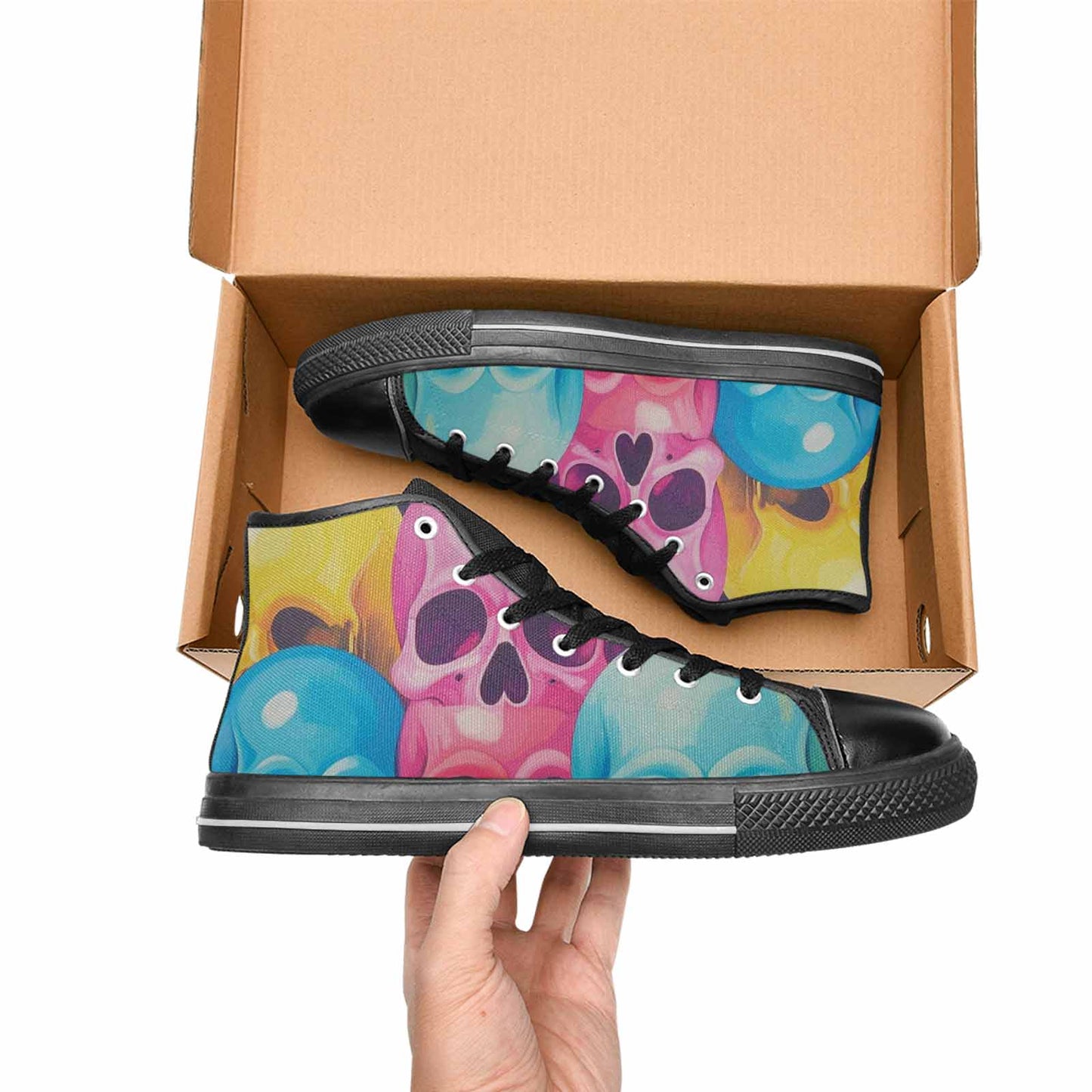 WOMEN'S Dripping Candy Skulls High Top Canvas Vivid Custom Shoes