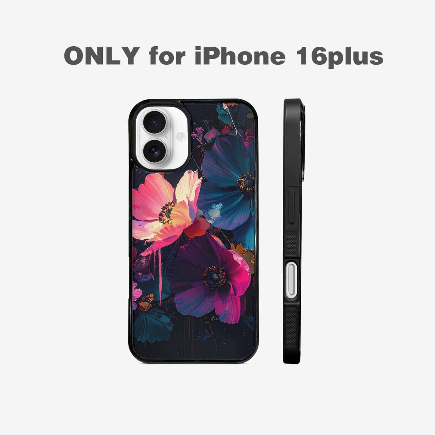 iPhone 16 Plus Case — Shadowy Glitch Floral Pattern Hundreds Of, Custom Art Phone Cover