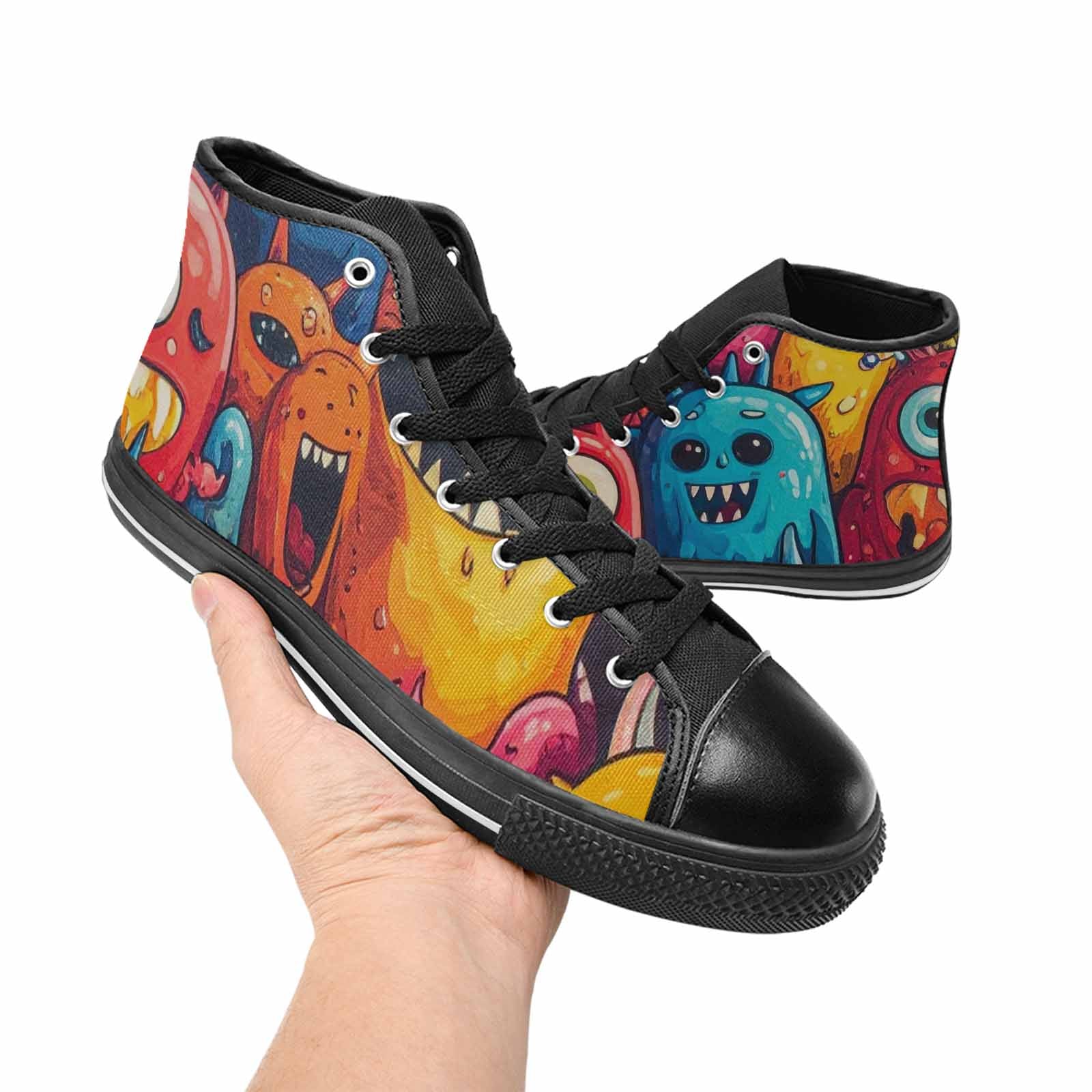 WOMEN'S Cartoon Monster Character High Top Canvas Neon Fantasy Shoes