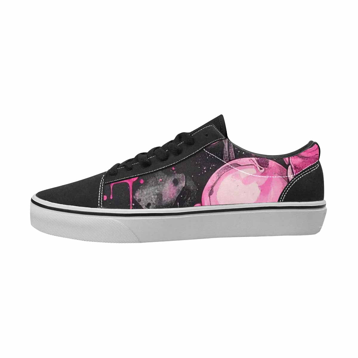 WOMEN'S Ice Cream Black & Pink Ink Canvas Artist-designed Vibrant Chaos Handmade Custom Shoes
