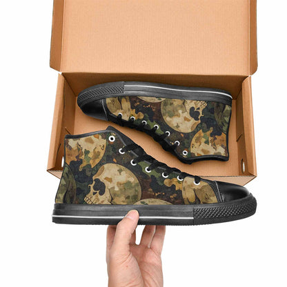 MEN'S Military Camo Skull High Top Canvas Wallpaper Art Sneakers