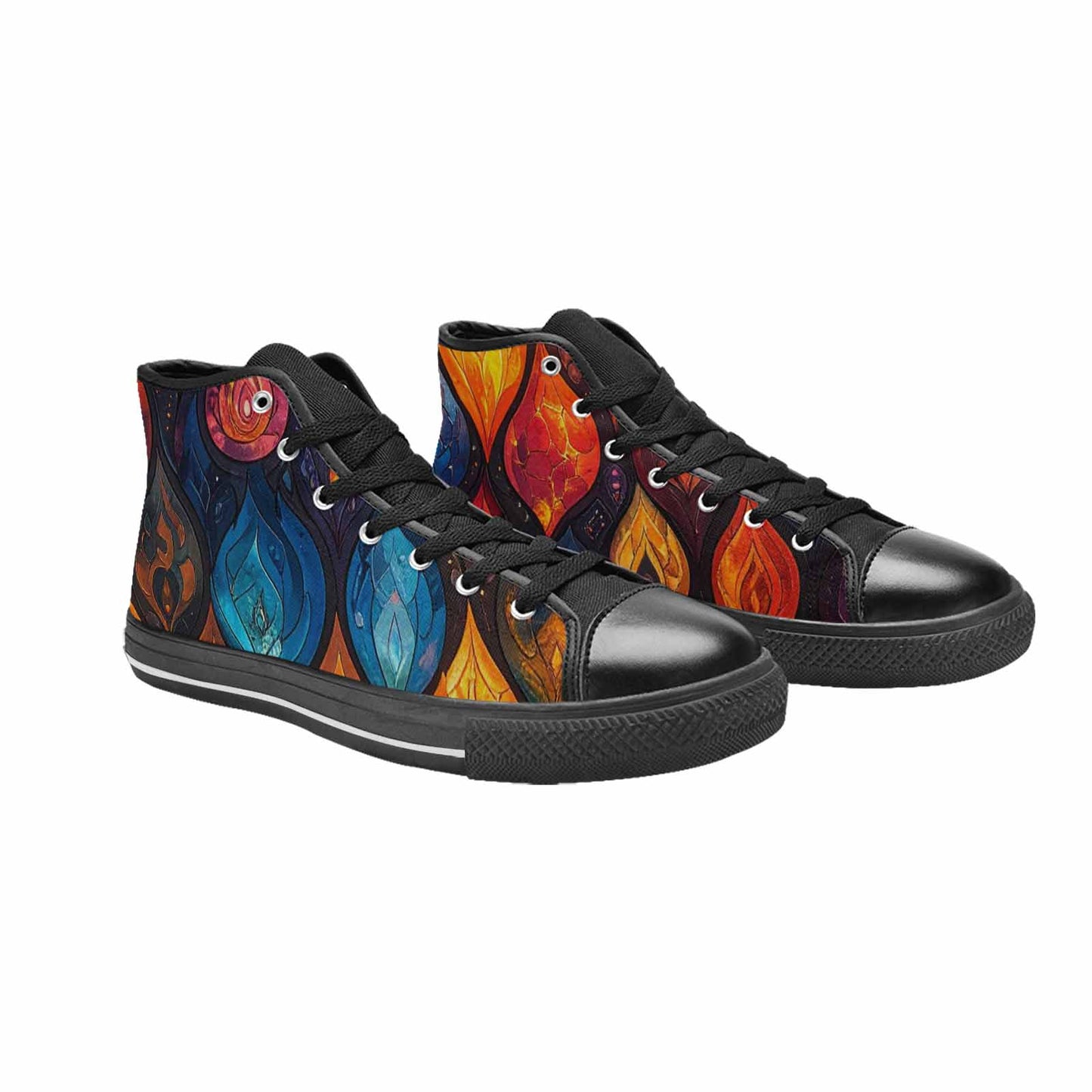 WOMEN'S Fire Flame High Top Canvas Wallpaper Art Sneakers