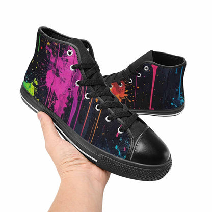 MEN'S Paint Splatter High Top Canvas Vibrant Chaos Sneakers