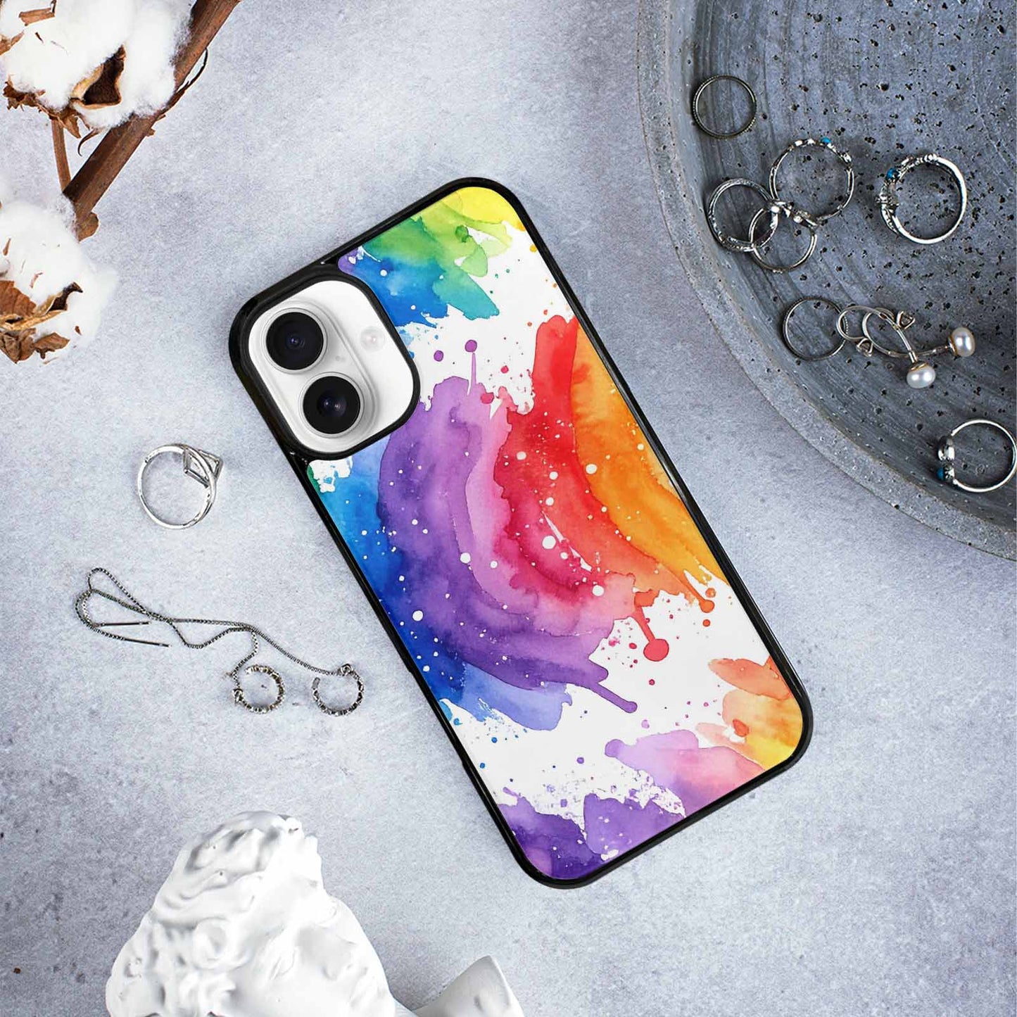 iPhone 16 Plus Case — Watercolor Splash Abstract Pattern Seamless Repeat, Custom Phone Case