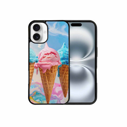 iPhone 16 Plus Case — Collage Of Overlapping Waffle Cone Icecream, Custom Designed Case Cover