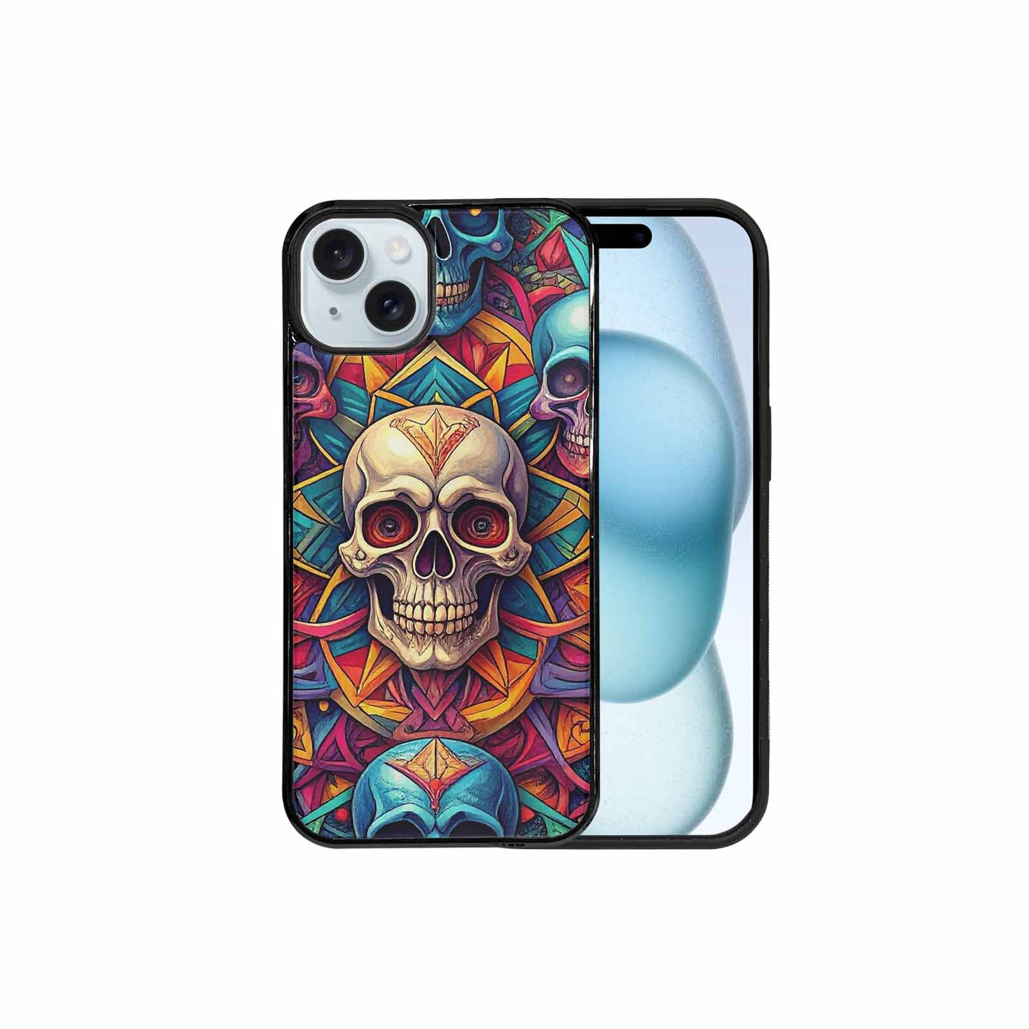 iPhone 15 Plus Case — Sacred Geometry Lots Of Skulls Seamless, Custom Phone Case