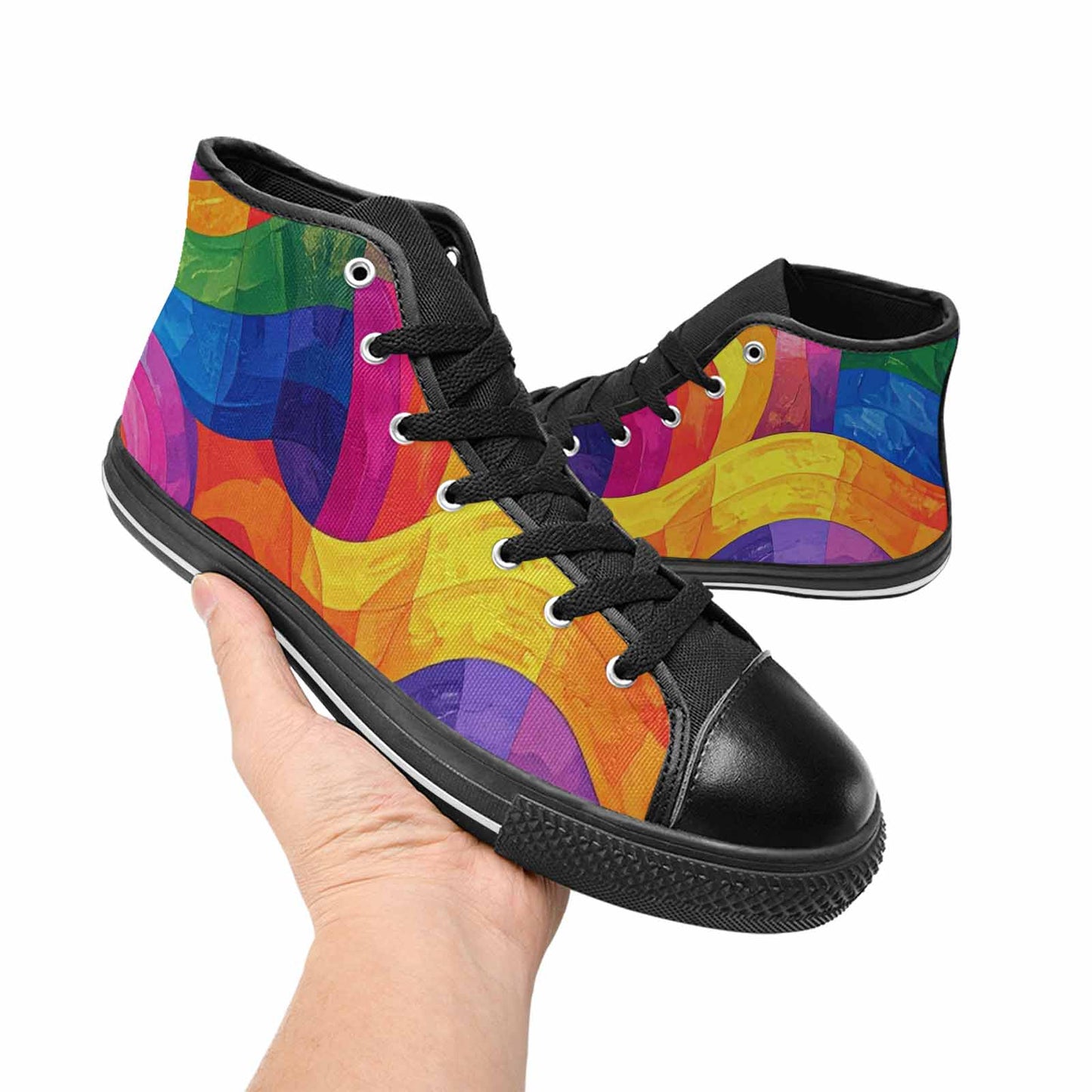 WOMEN'S Rainbow Pride Flag High Top Canvas Aesthetic Custom Shoes