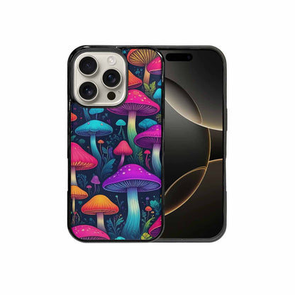 iPhone 16 Pro Case — Mushroom Psychedelic Art Seamless Pattern Vibrant, Custom Print Case Cover