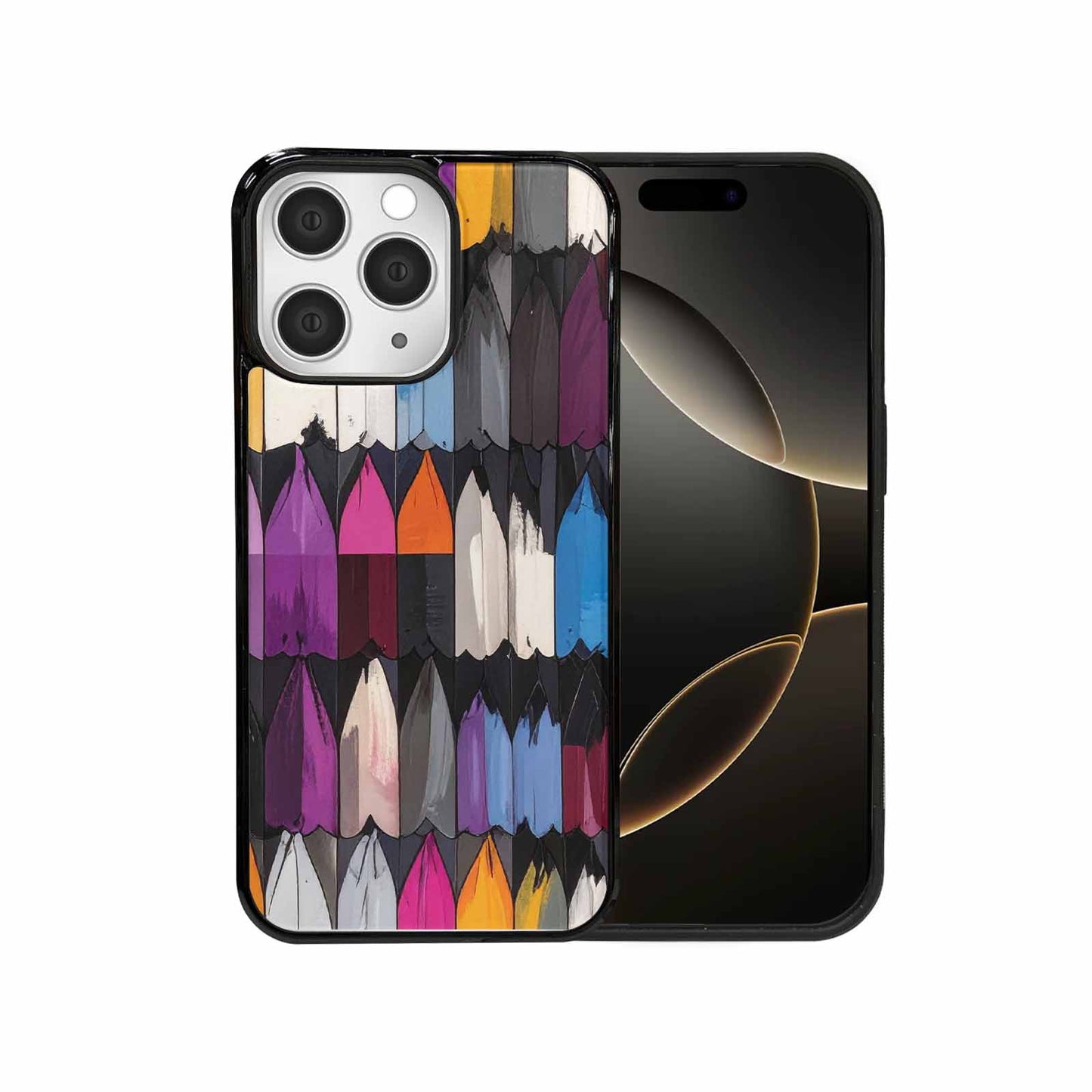 iPhone 15 Pro Max Case — Asexual Flag Color Theme Small Rainbow, Custom Phone Case