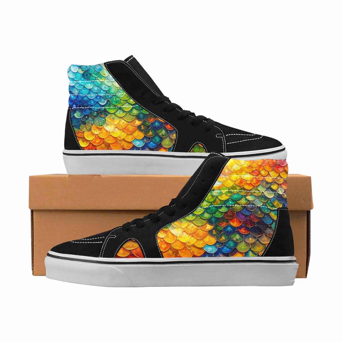 MEN'S Reptile Full Color High Top Canvas Boutique Dark Academia Custom Shoes