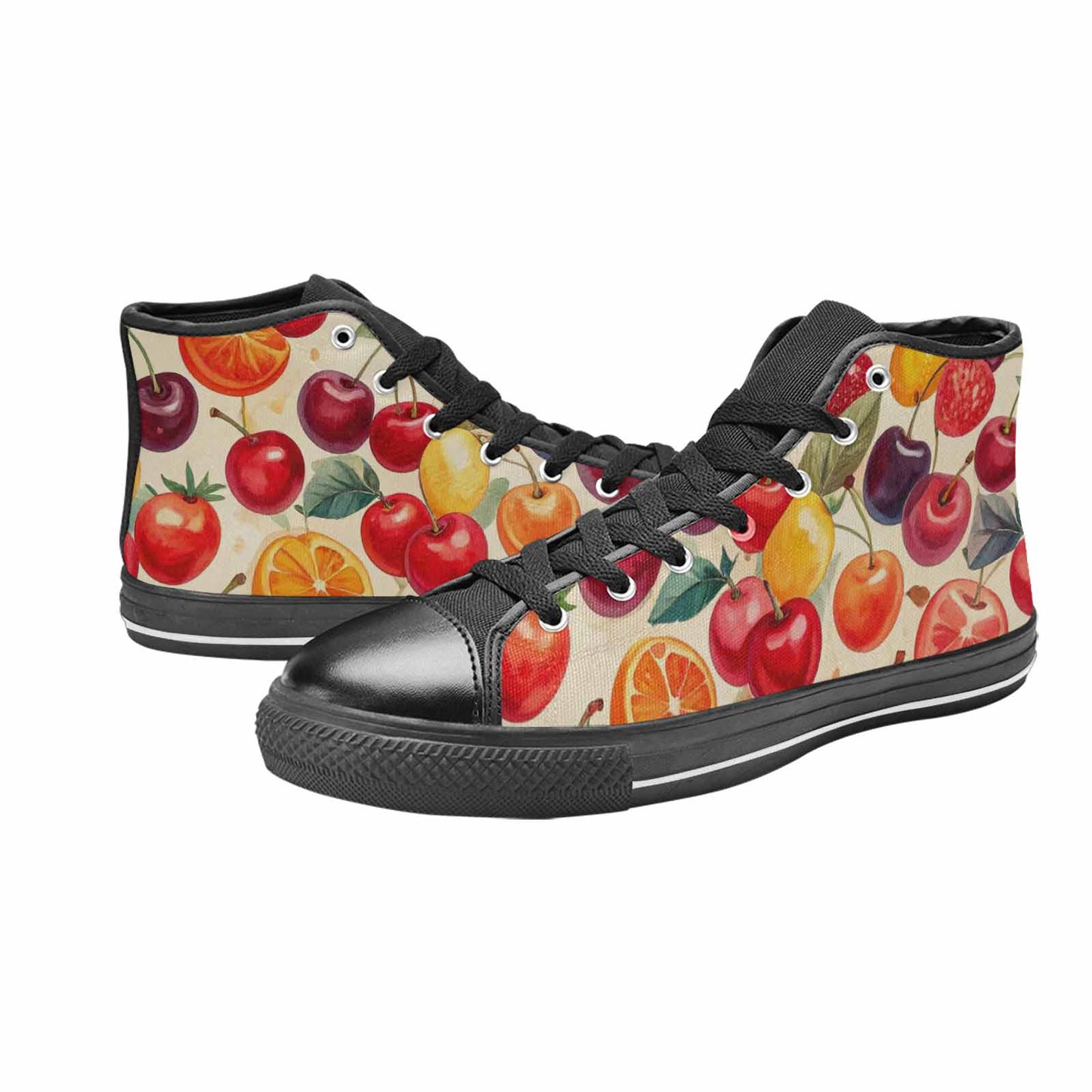 MEN'S Cherry Fruit Print High Top Canvas Surreal Custom Sneakers
