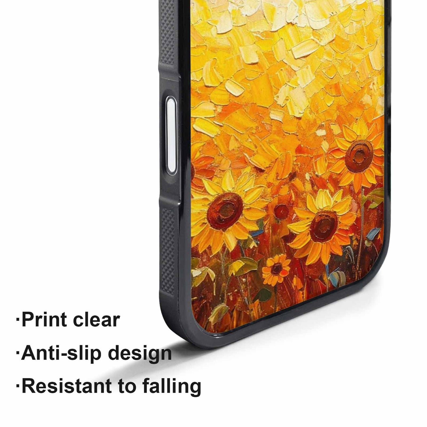 iPhone 17 Pro Case — Impressionist Sunflower Brushstroke Pattern Hundreds Floral, Customized Protective Case