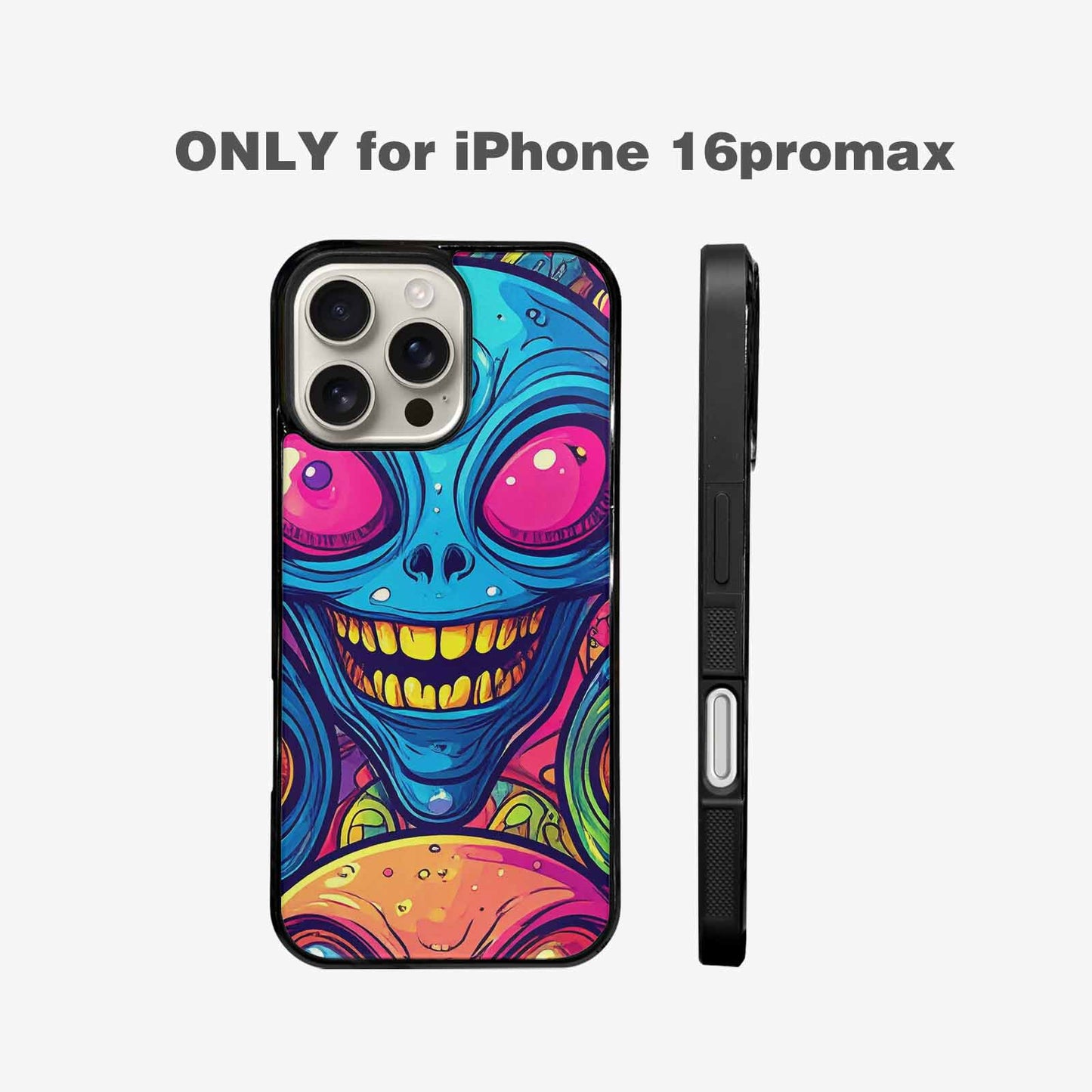 iPhone 16 Pro Max Case — Alien Ufo Cartoon Art Pattern Groovy, Personalized Phone Case