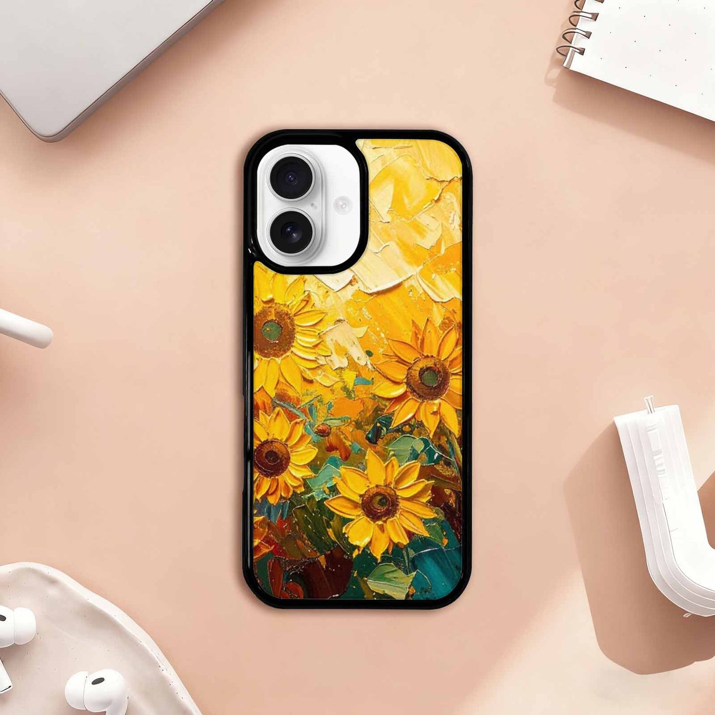 iPhone 17 Case — Impressionist Sunflower Brushstroke Pattern Floral, Custom Designed Case Cover
