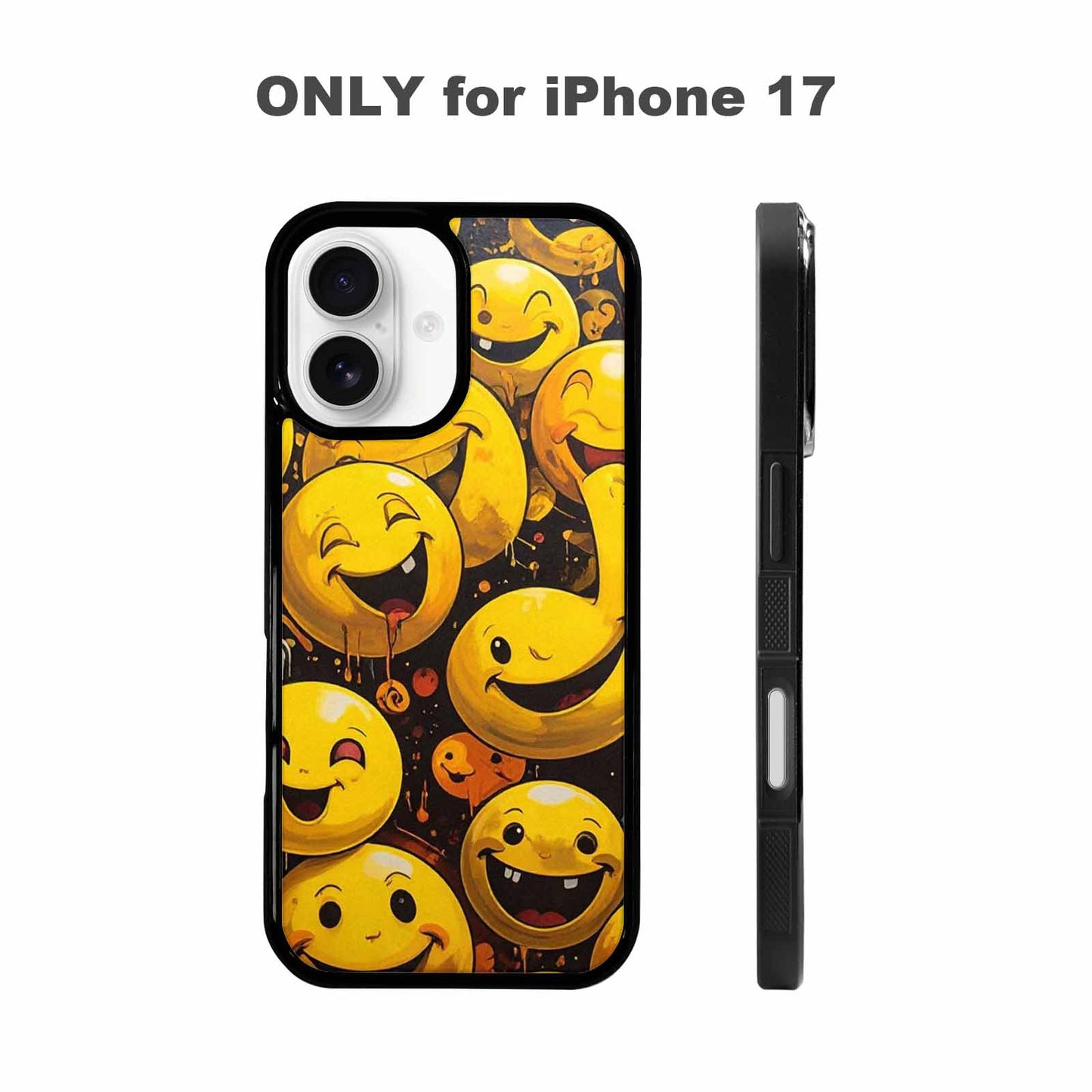 iPhone 17 Case — Melting Moon Smiley Yellow Original Art, Customized Protective Case