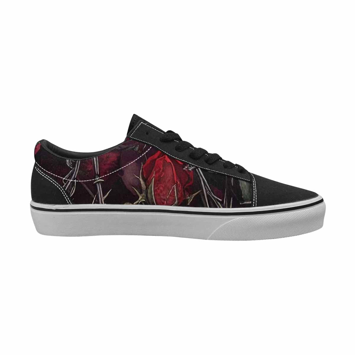 MEN'S Black Gothic Rose Canvas Lace-Up Vibrant Chaos Custom Sneakers
