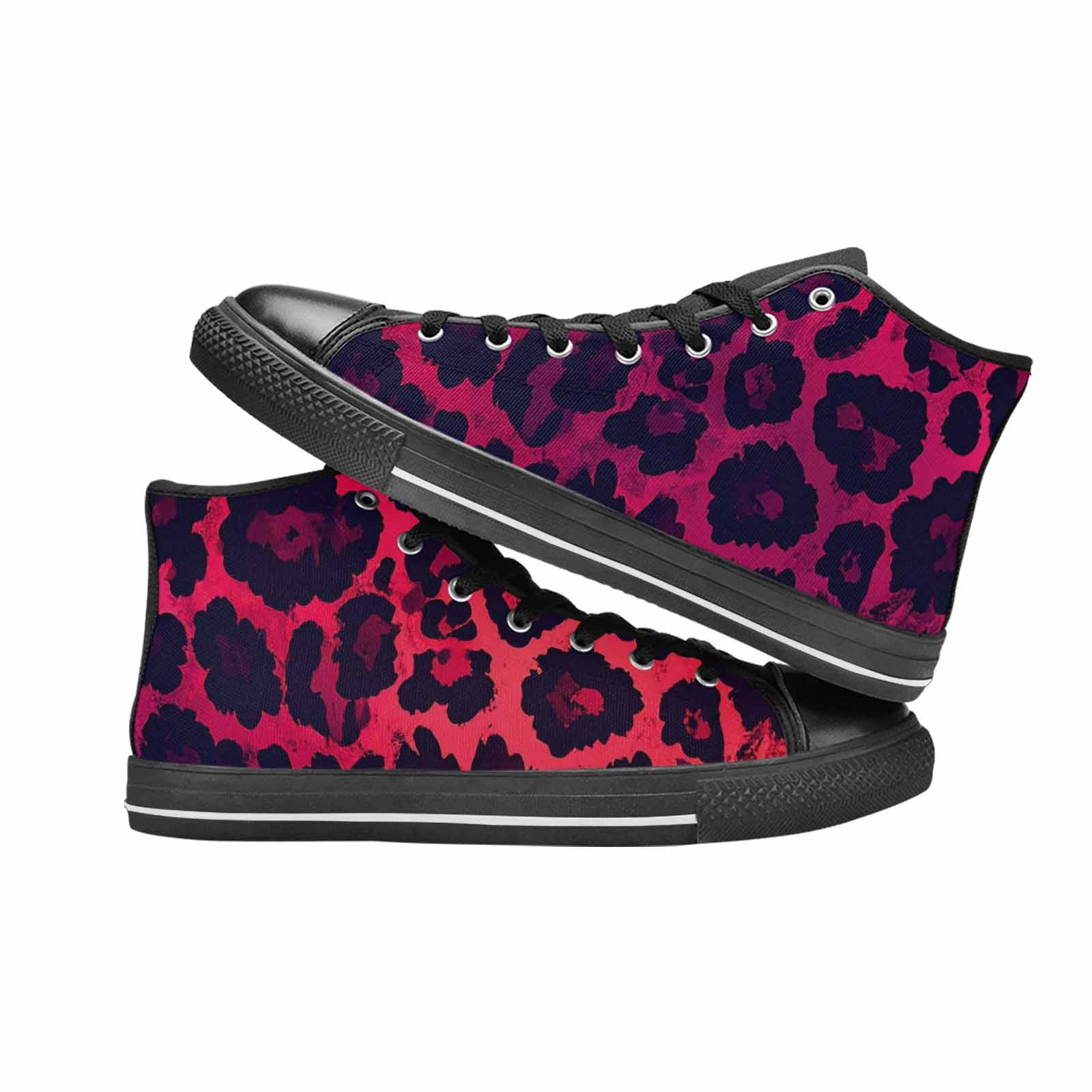 MEN'S Leopard Print Dark High Top Canvas Neon Fantasy Sneakers