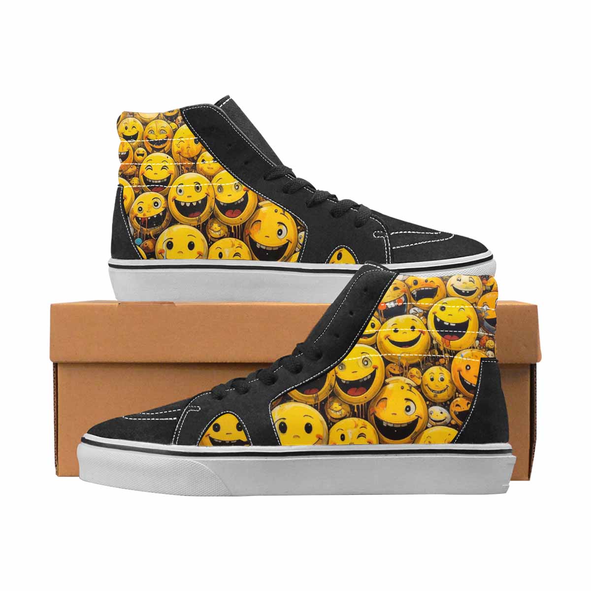 WOMEN'S Smiley Face High Top Canvas One Of A Kind Y2K Original Art Sneakers