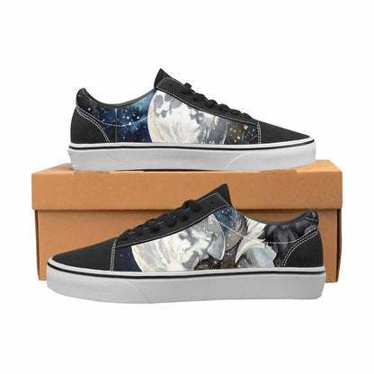 WOMEN'S Wolf Silhouette Moon Canvas Lace-Up Neon Fantasy Custom Sneakers