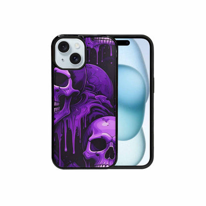 iPhone 15 Case — Monochrome Purple Skeletons Neon Drip Melting, Custom Print Case Cover