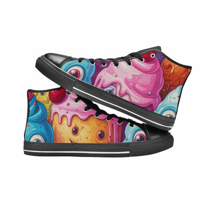 WOMEN'S Melting Icecream Monster Cherry High Top Canvas Dreamcore Sneakers