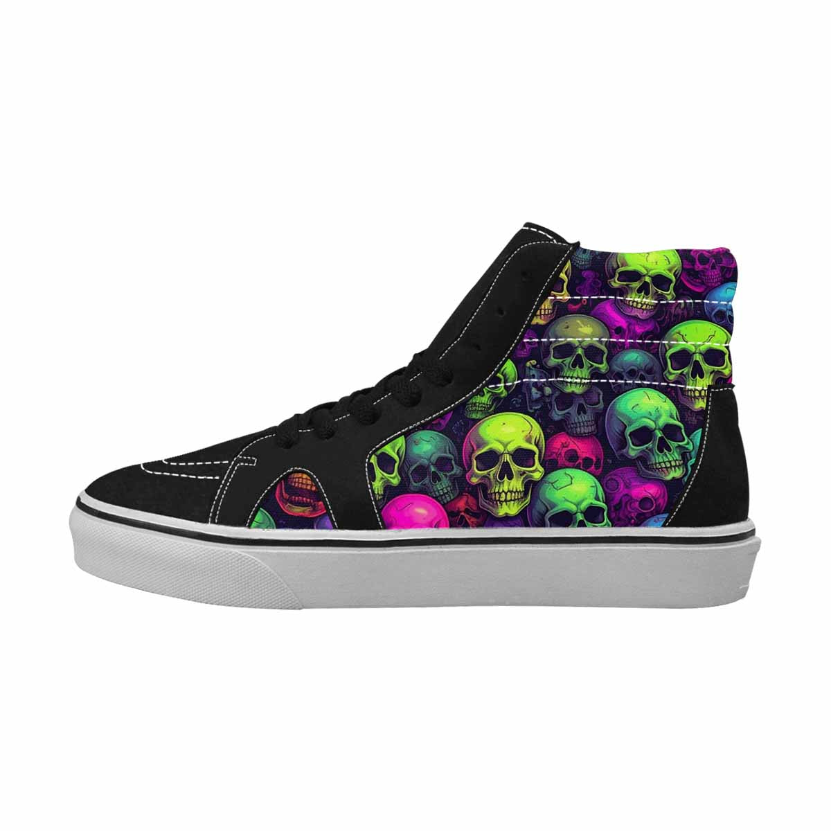 WOMEN'S Skulls - Neon High Top Canvas Wallpaper Art Custom Shoes