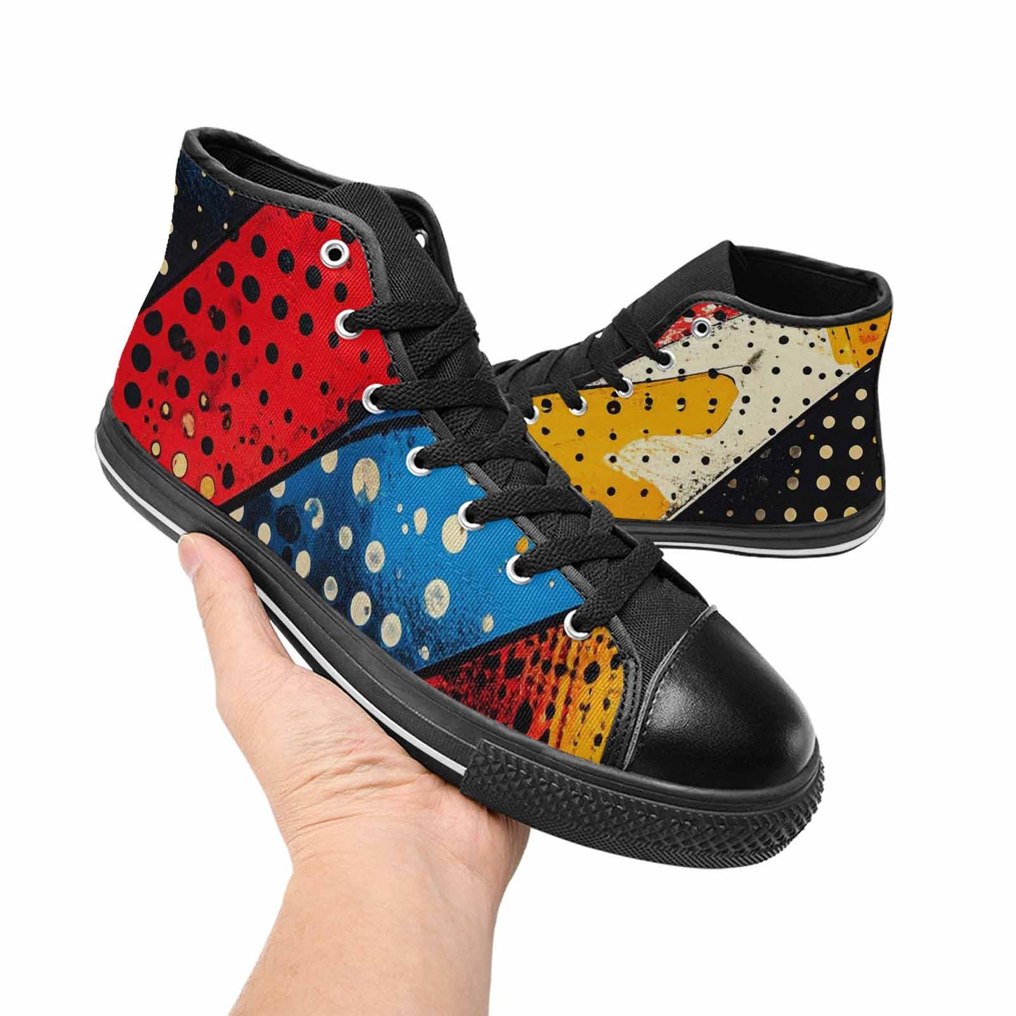 MEN'S Comic Book Halftone High Top Canvas Cottagecore Sneakers