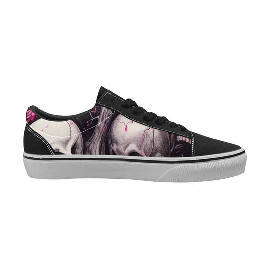 WOMEN'S Skull Roses Lace-Up Canvas Wallpaper Art Sneakers