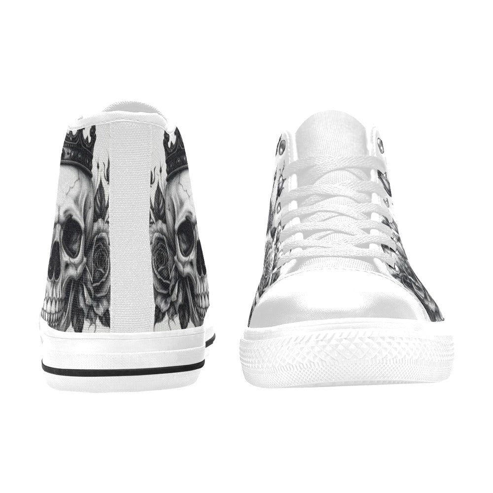Dark Tattoo Skull Men's Gothic Art High Top Canvas Shoes | Freaky Shoes®