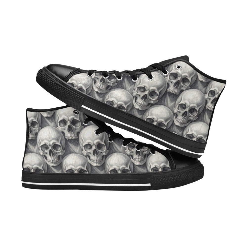 WOMEN'S Hyper Realistic Skull High Top Canvas Vivid Sneakers