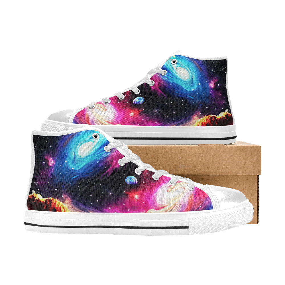 MEN'S Acrylic Galaxy Art Men’S High Top Canvas Cottagecore Sneakers