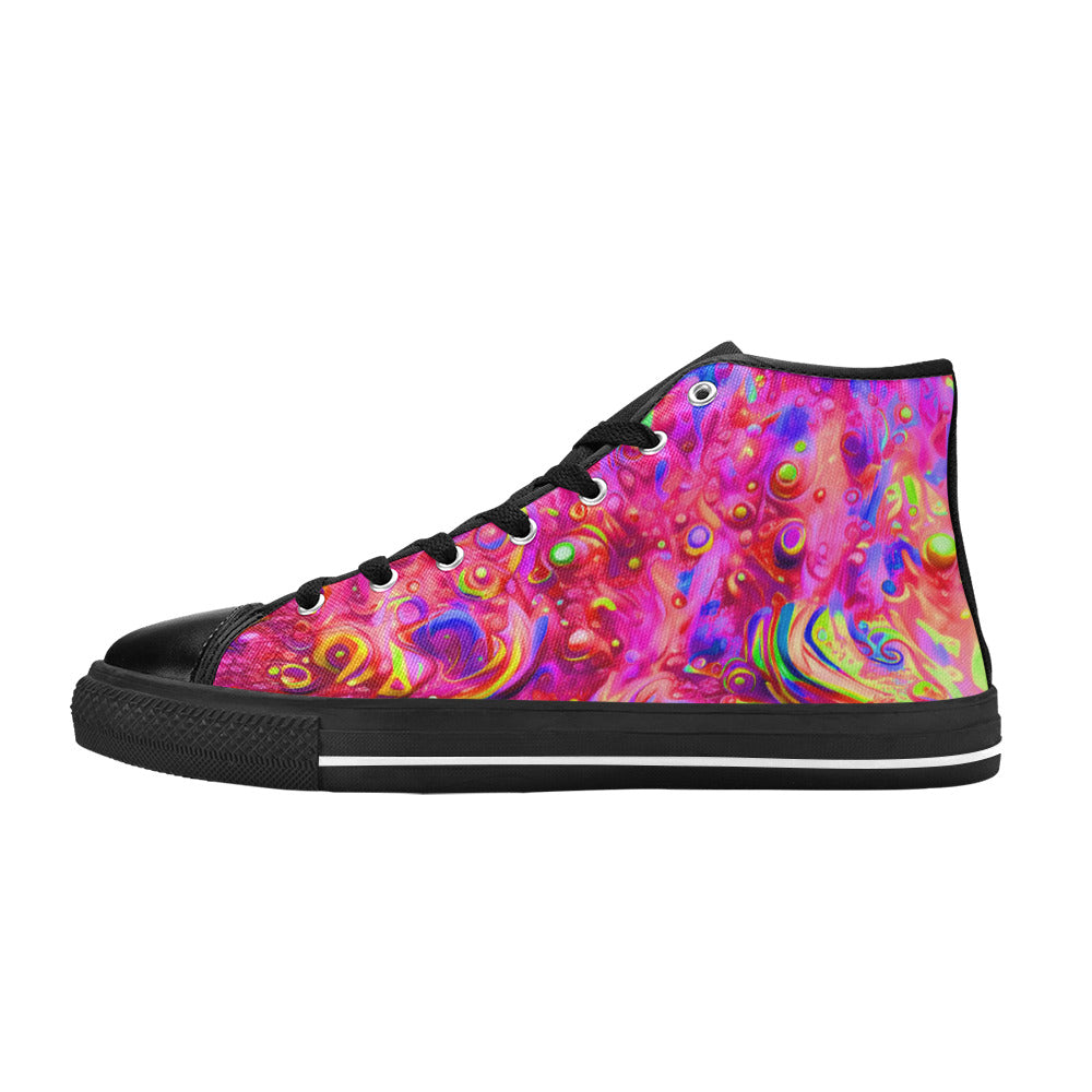 WOMEN'S Cc Acid Bath Art High Top Canvas Cottagecore Custom Sneakers