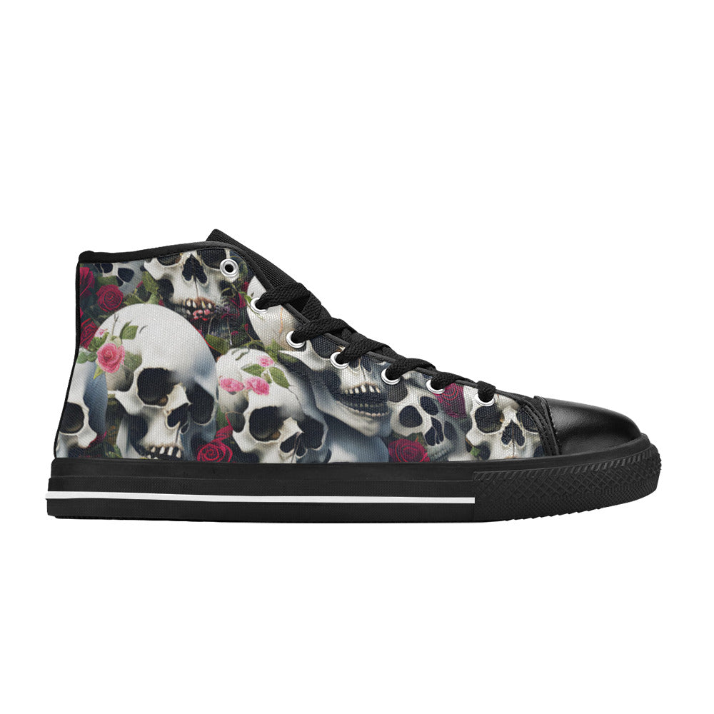 MEN'S Rose Skulls Dark 2 High Top Canvas Dark Academia Shoes