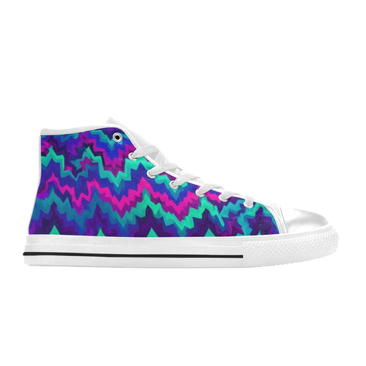 KIDS' Psychedelic Chevron Vortex High Top Canvas Vivid Sneakers