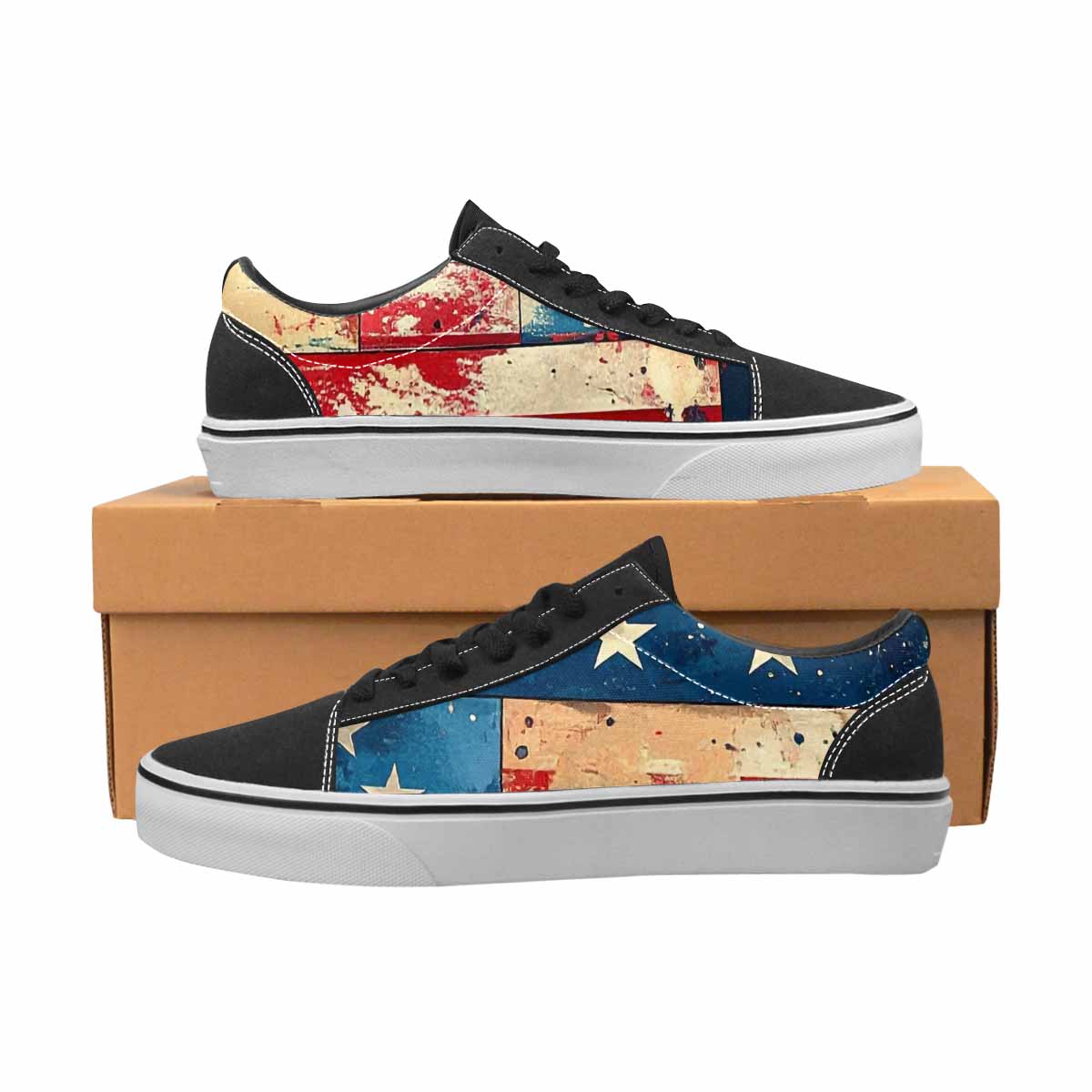 WOMEN'S American Flag Stars Canvas Lace-Up Surreal Sneakers