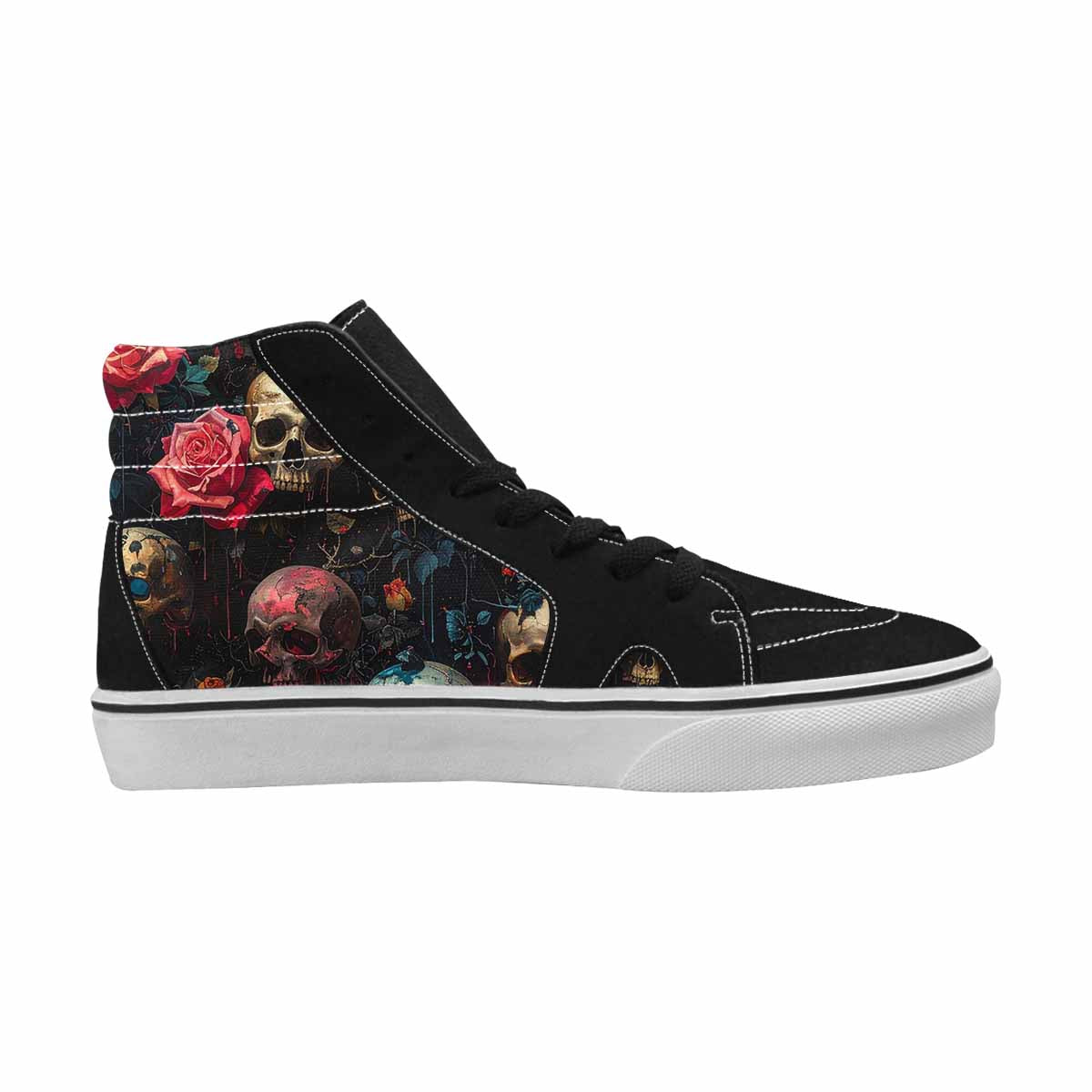 MEN'S Skulls Roses Melting Skulls High Top Canvas Grunge Custom Shoes