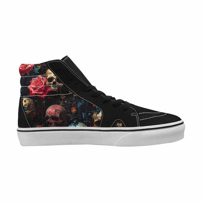 MEN'S Skulls Roses Melting Skulls High Top Canvas Grunge Custom Shoes
