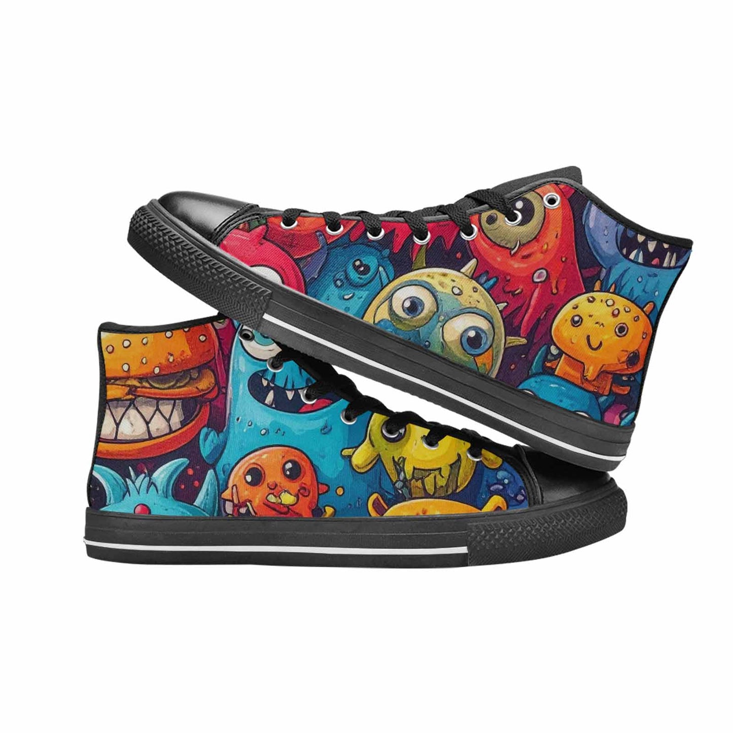 MEN'S Cartoon Monster Character High Top Canvas Vivid Custom Sneakers